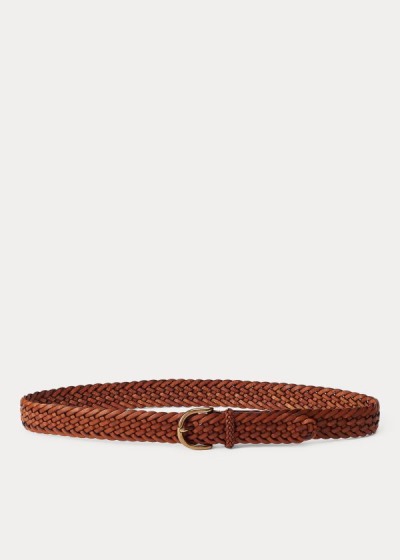 Women's Polo Ralph Lauren Braided Vachetta Leather Belt | 958134KHP